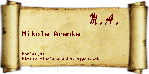Mikola Aranka névjegykártya